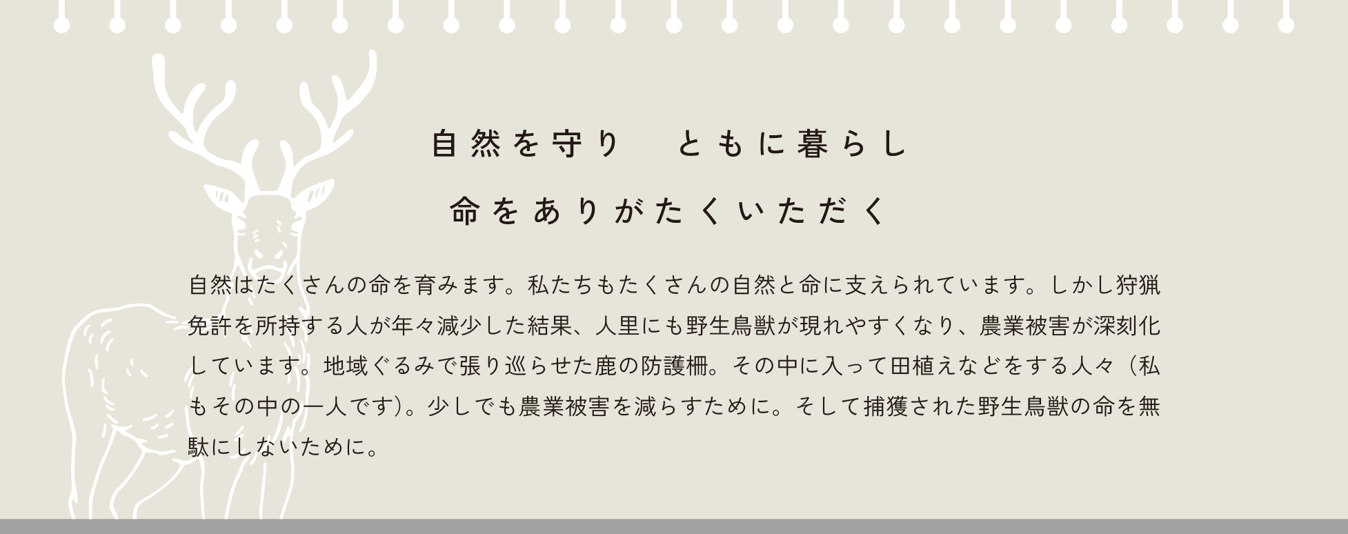 自然を守りともに暮らし命をありがたくいただく